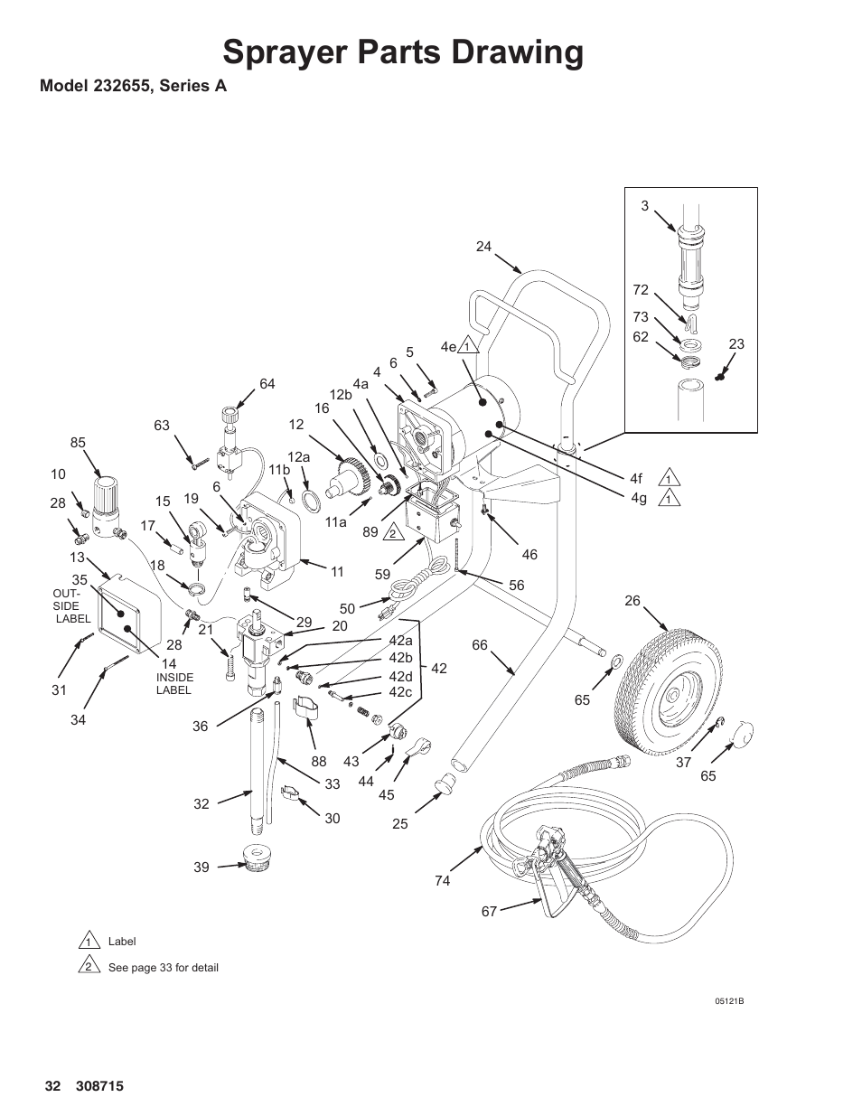 Sprayer parts drawing | Hitachi 231580 User Manual | Page 32 / 34