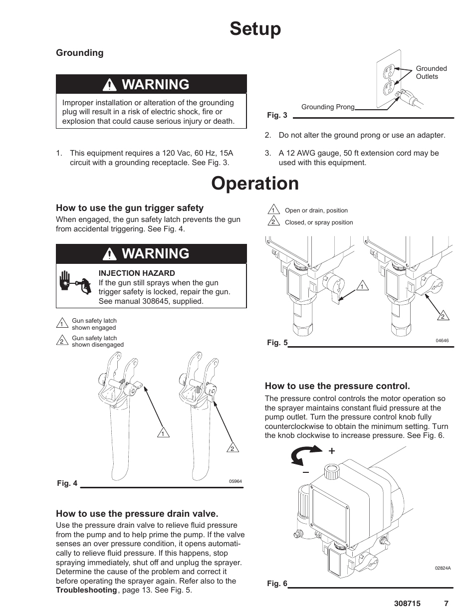Setup, Operation, Warning | Hitachi 231580 User Manual | Page 7 / 34