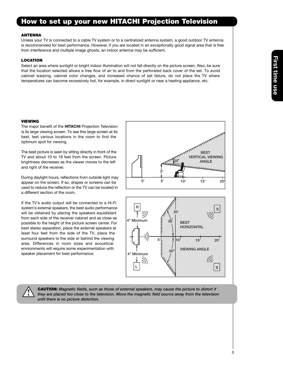 First time use | Hitachi 65F59A User Manual | Page 5 / 75