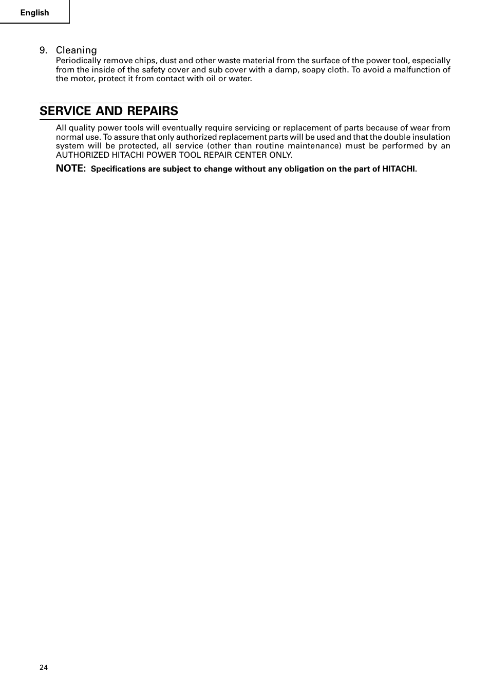 Service and repairs | Hitachi C 8FB2 User Manual | Page 24 / 76