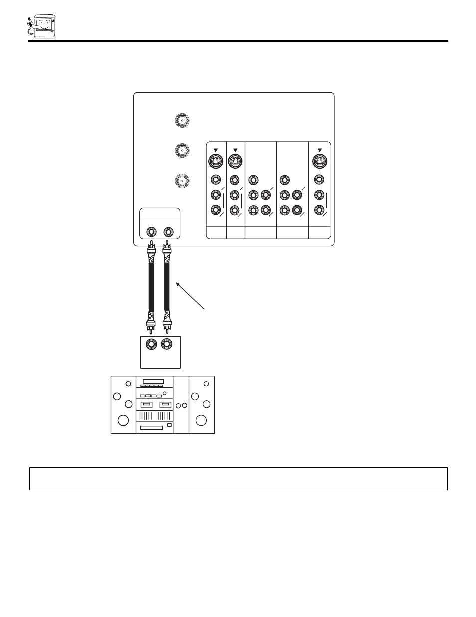 Connecting external audio sources, Stereo system amplifier, Rl input | Hitachi 53FDX20B User Manual | Page 14 / 68