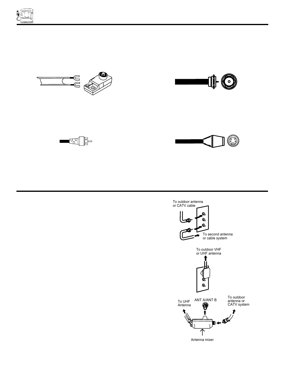 Hook-up cables and connectors | Hitachi 53FDX20B User Manual | Page 6 / 68
