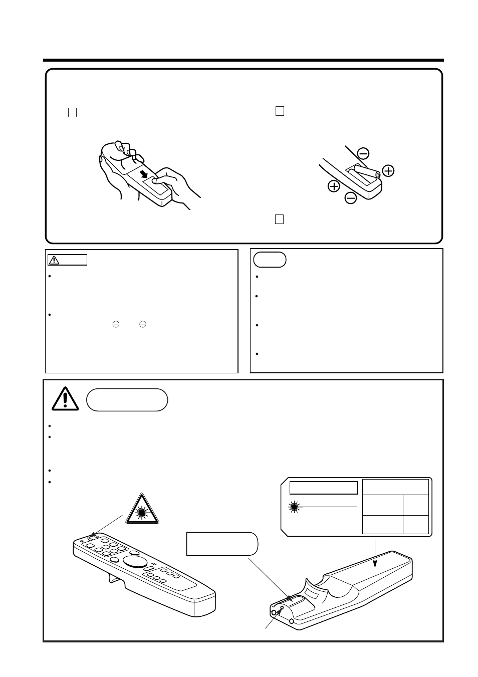 Names and functions of each part (continued), Cautions on use of the laser pointer, How to insert batteries | Remove the battery compartment cover, Caution | Hitachi CP-S833E User Manual | Page 10 / 32