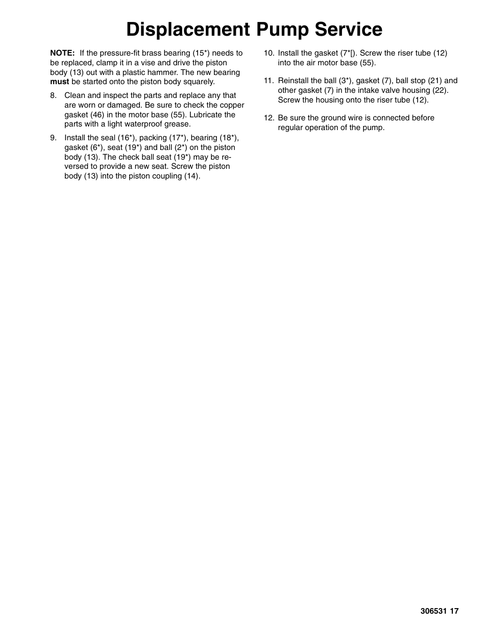 Displacement pump service | Hitachi SERIES J User Manual | Page 17 / 24