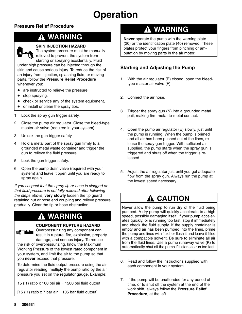 Operation, Warning, Caution | Hitachi SERIES J User Manual | Page 8 / 24