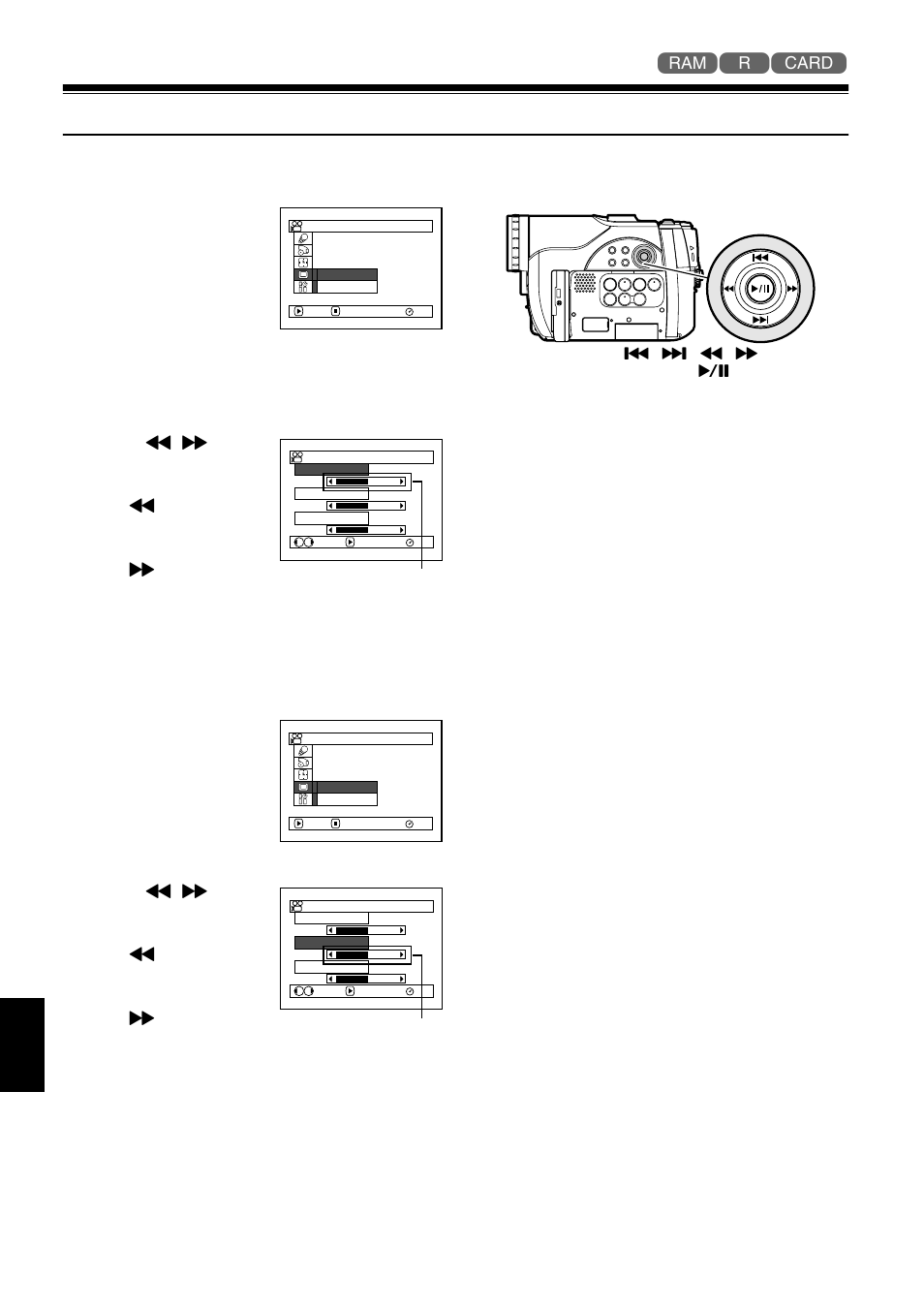 Lcd/evf setup, Setting brightness of lcd screen (lcd brightness), Setting brightness of viewfinder (evf brightness) | Hitachi DZ-MV780A User Manual | Page 98 / 190