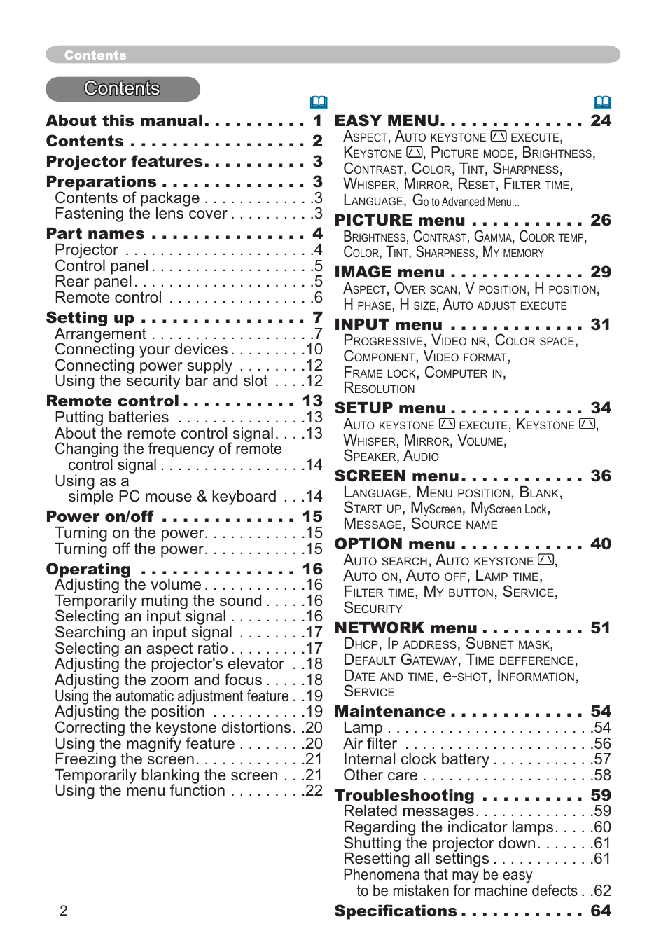 Rqwhqwv | Hitachi CP-X205 User Manual | Page 11 / 127