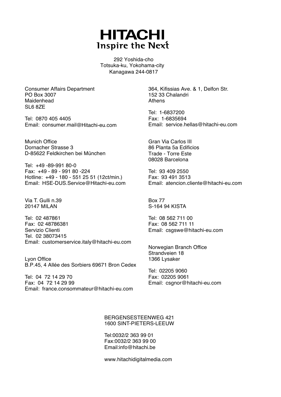 Hitachi CP-X205 User Manual | Page 127 / 127