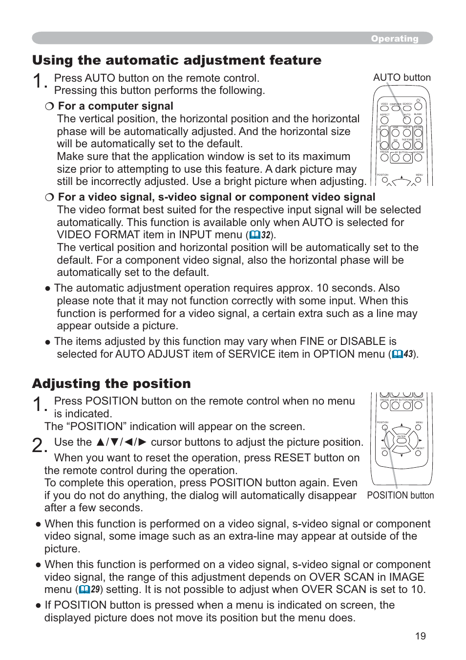 Adjusting the position, Using the automatic adjustment feature, 872exwwrq | Operating | Hitachi CP-X205 User Manual | Page 28 / 127