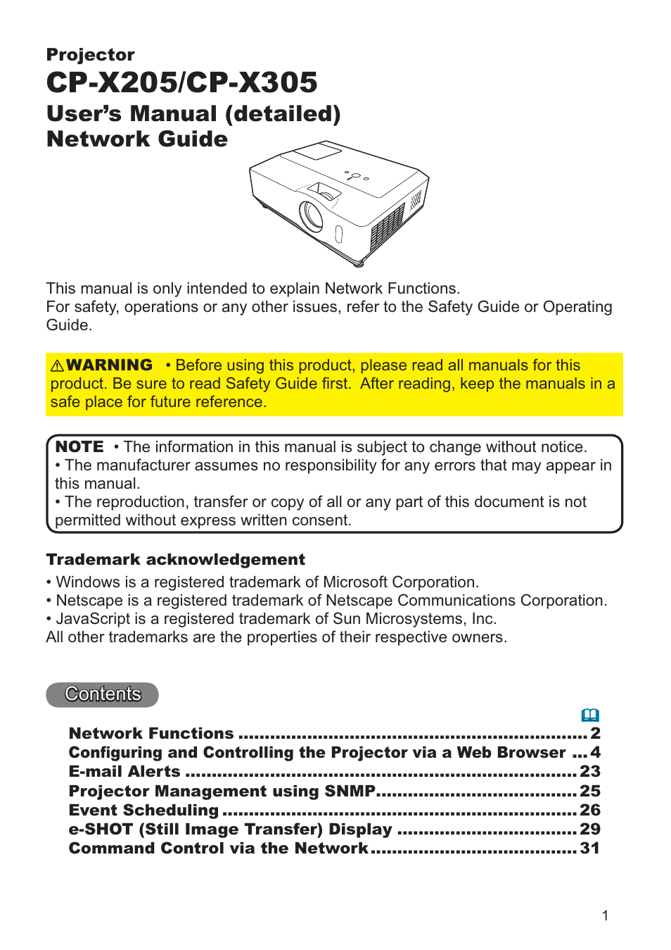 User’s manual (detailed) network guide | Hitachi CP-X205 User Manual | Page 75 / 127