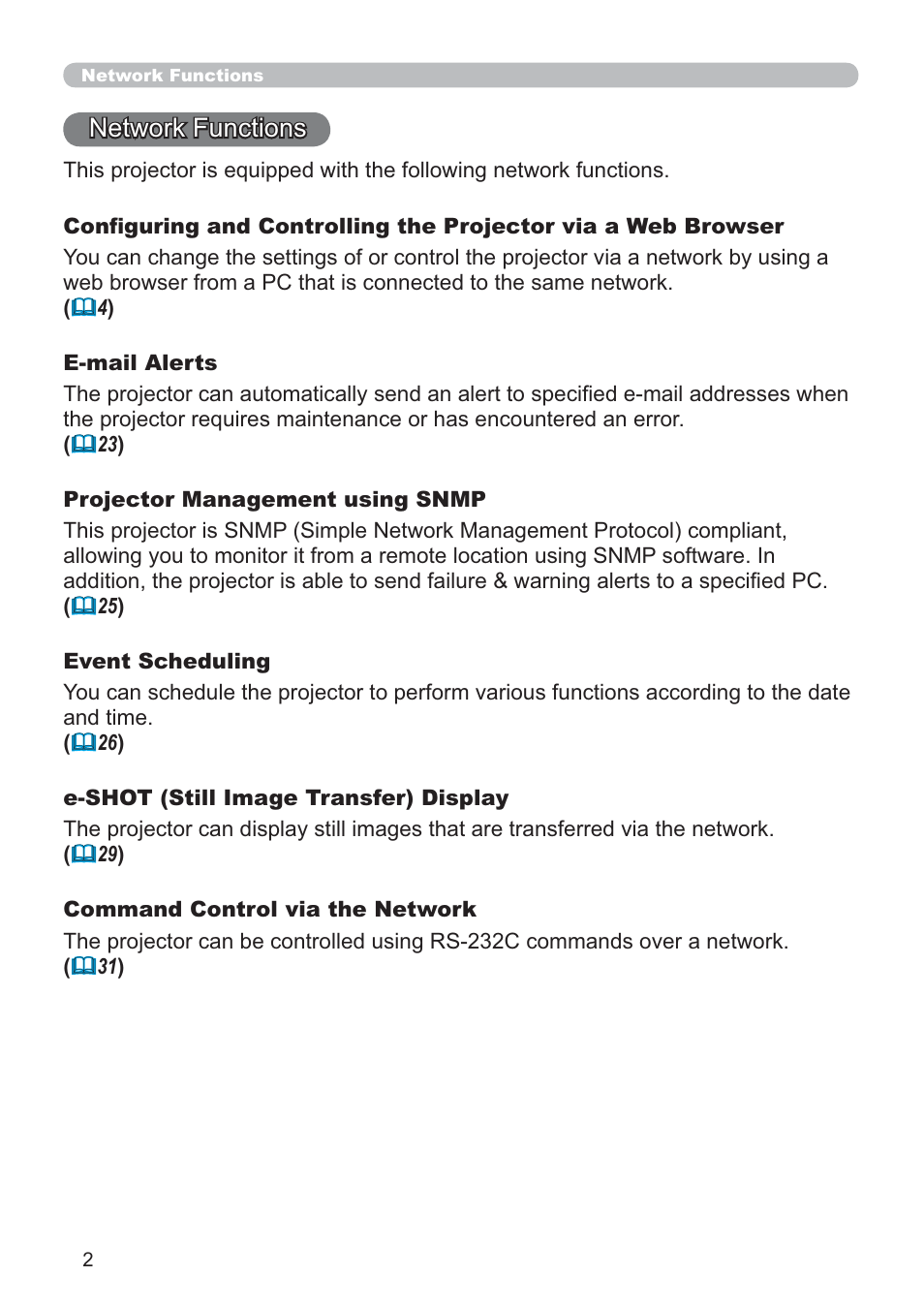Network functions | Hitachi CP-X205 User Manual | Page 76 / 127