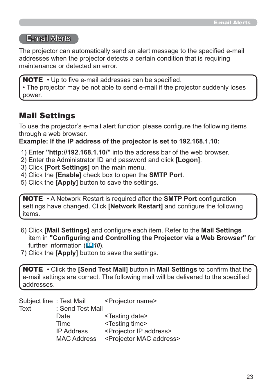 Pdlo$ohuwv, 0dlo6hwwlqjv | Hitachi CP-X205 User Manual | Page 97 / 127