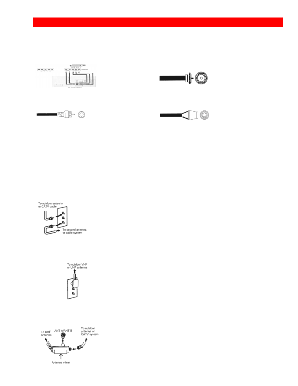 Hook-up cables and connectors, Antenna connections to rear jack panel | Hitachi GX Series 43GX01B User Manual | Page 9 / 55