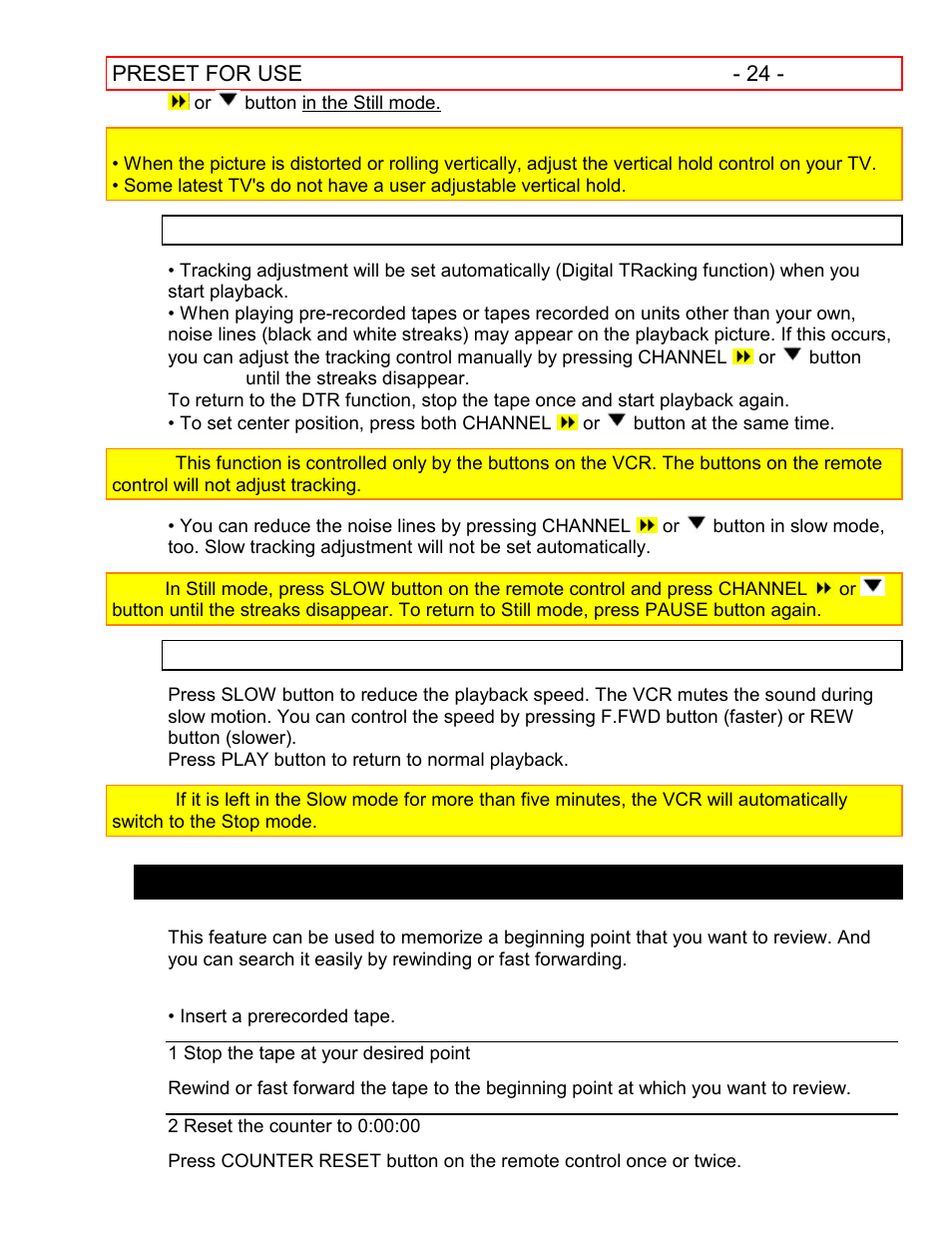 Counter memory | Hitachi VT-FX601A User Manual | Page 24 / 51