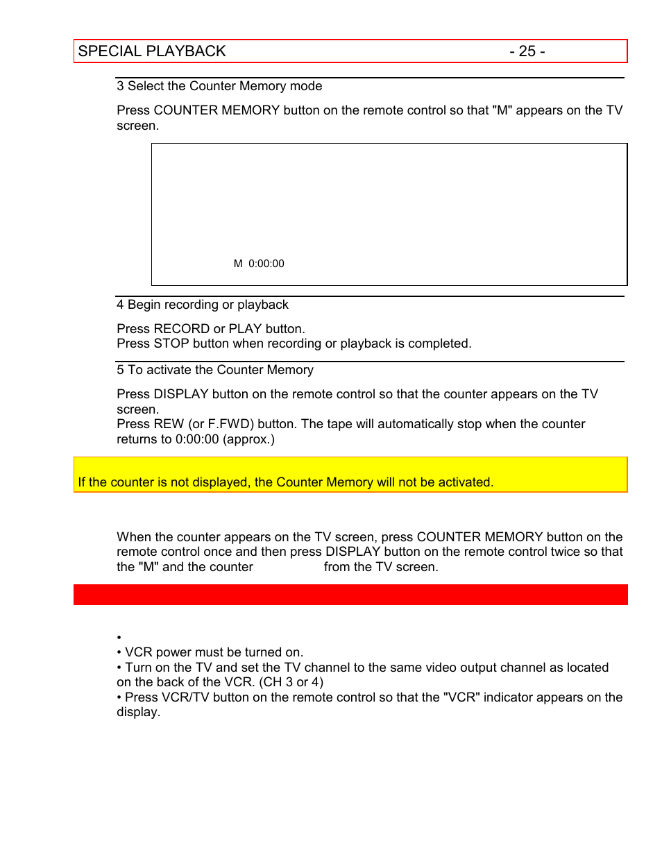 To exit the counter memory, Special playback | Hitachi VT-FX601A User Manual | Page 25 / 51