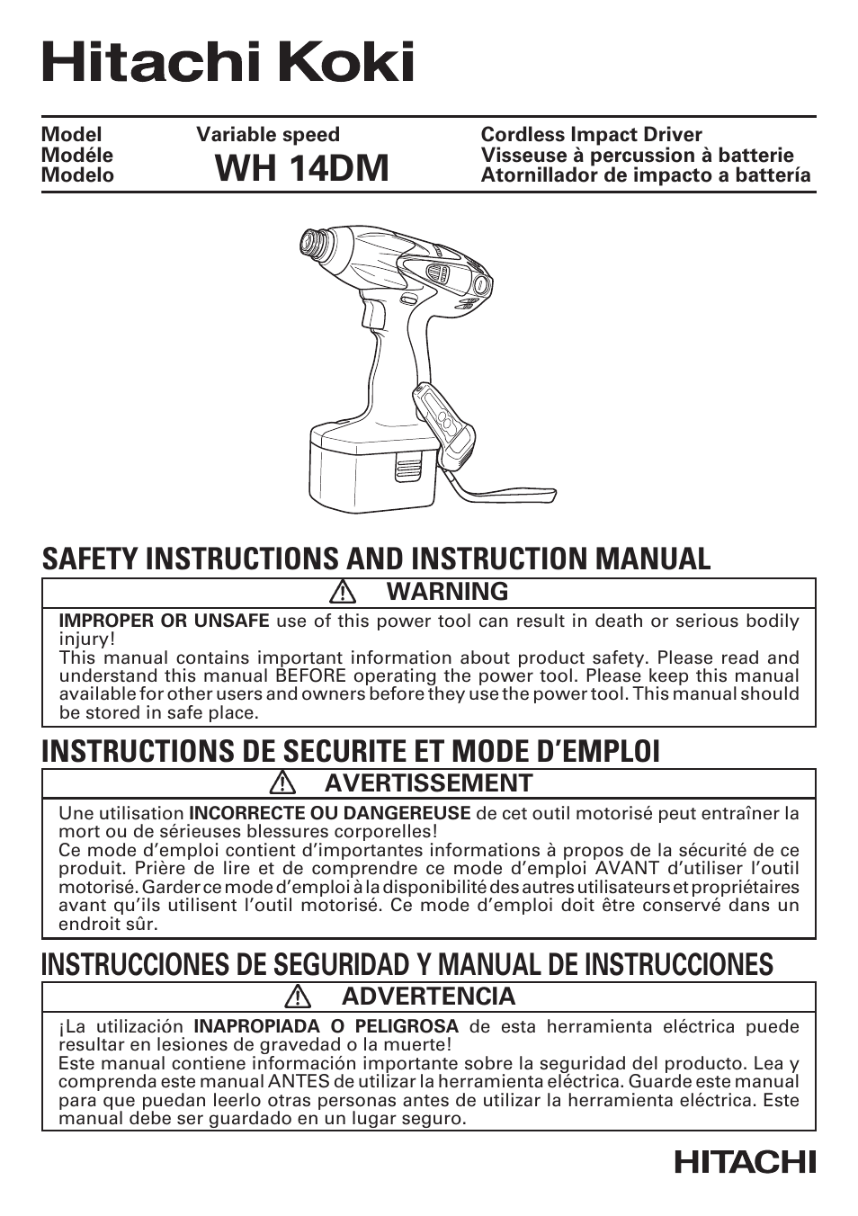 Hitachi WH14DM OM User Manual | 76 pages