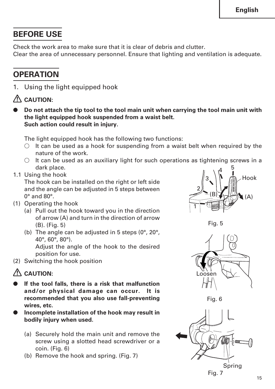 Before use, Operation | Hitachi WH14DM OM User Manual | Page 15 / 76