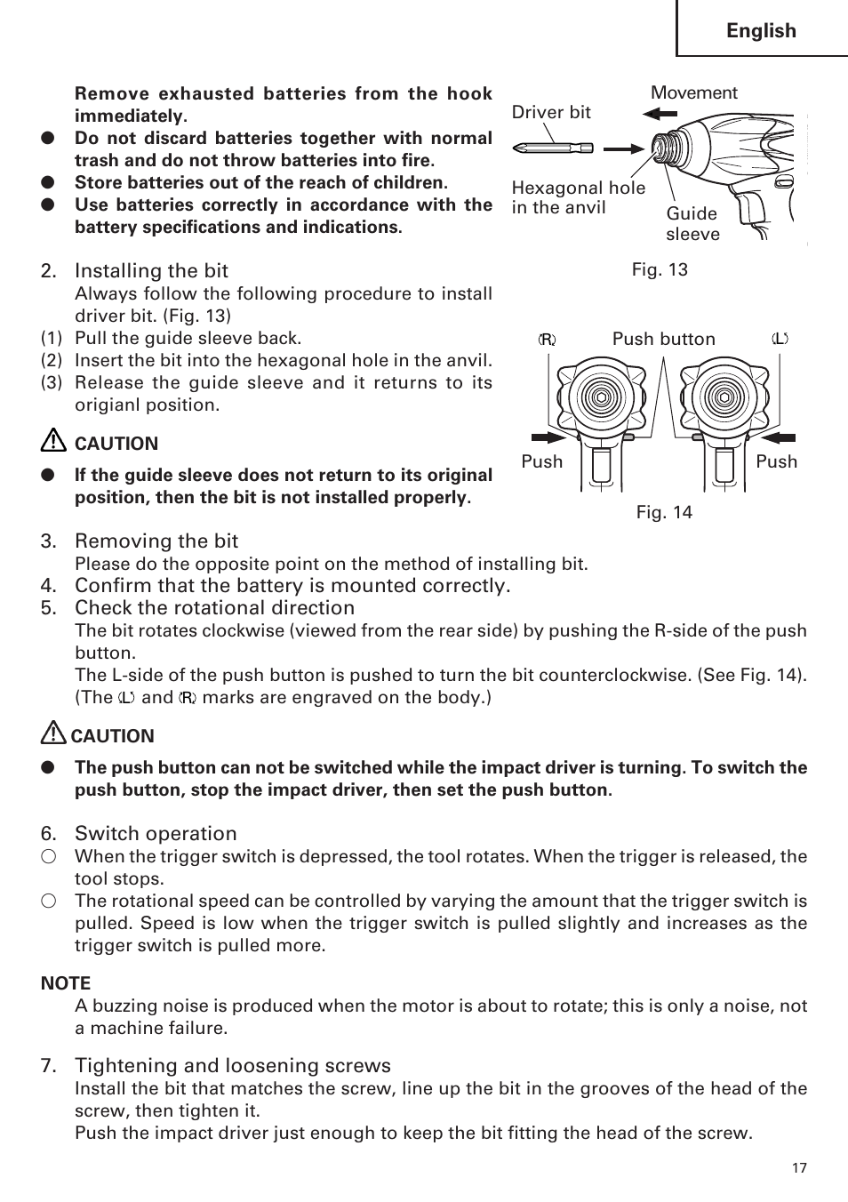 Hitachi WH14DM OM User Manual | Page 17 / 76