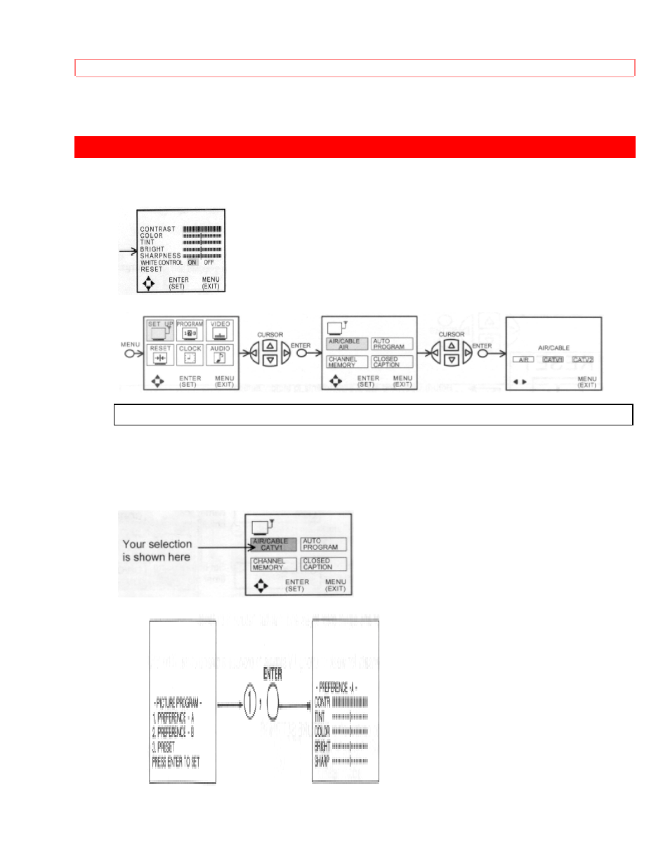 Set up, Air/cable air | Hitachi 35UX60B User Manual | Page 62 / 94