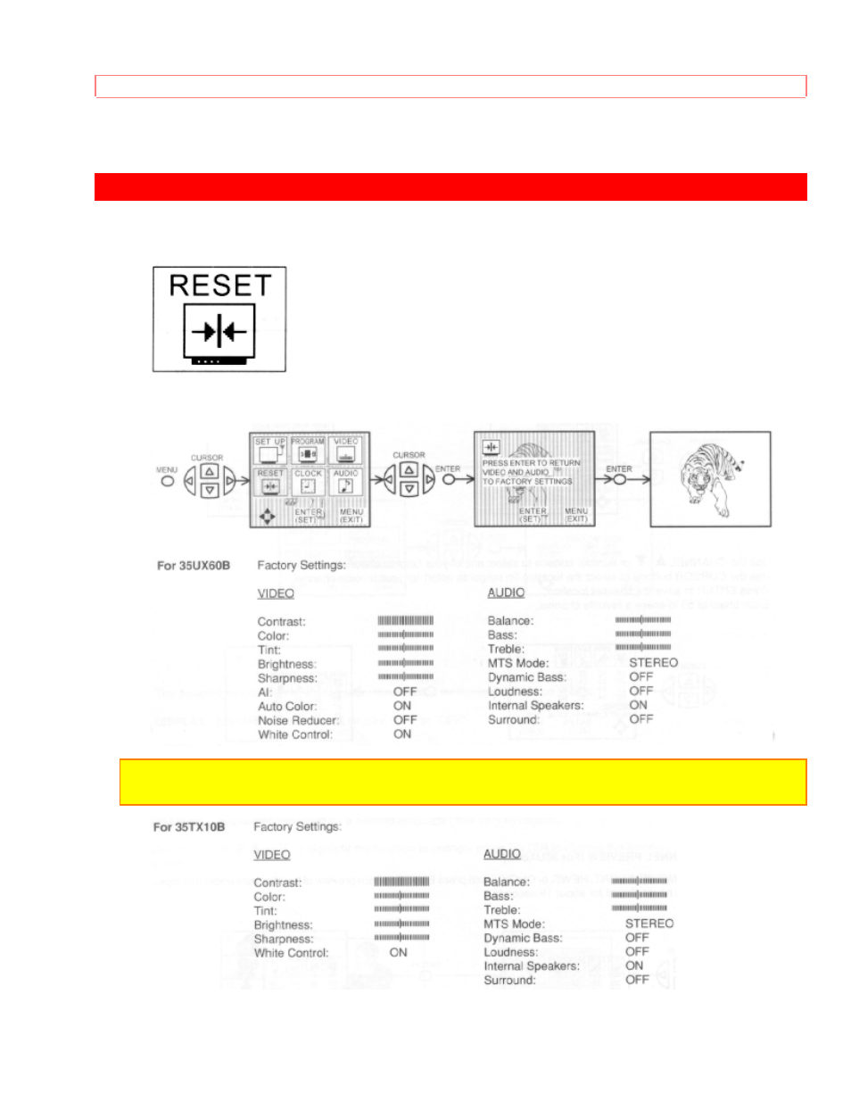 Reset | Hitachi 35UX60B User Manual | Page 67 / 94