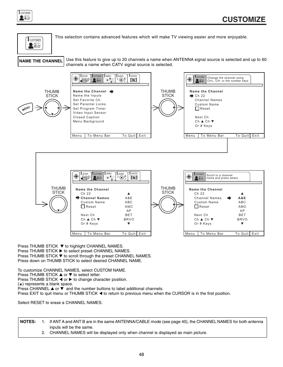 Customize | Hitachi 61SWX12B User Manual | Page 48 / 76