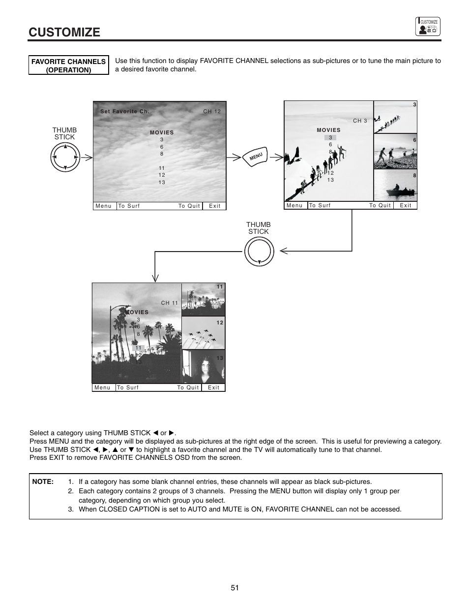 Customize | Hitachi 61SWX12B User Manual | Page 51 / 76