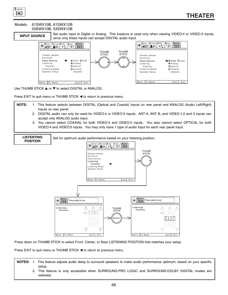 Theater | Hitachi 61SWX12B User Manual | Page 68 / 76