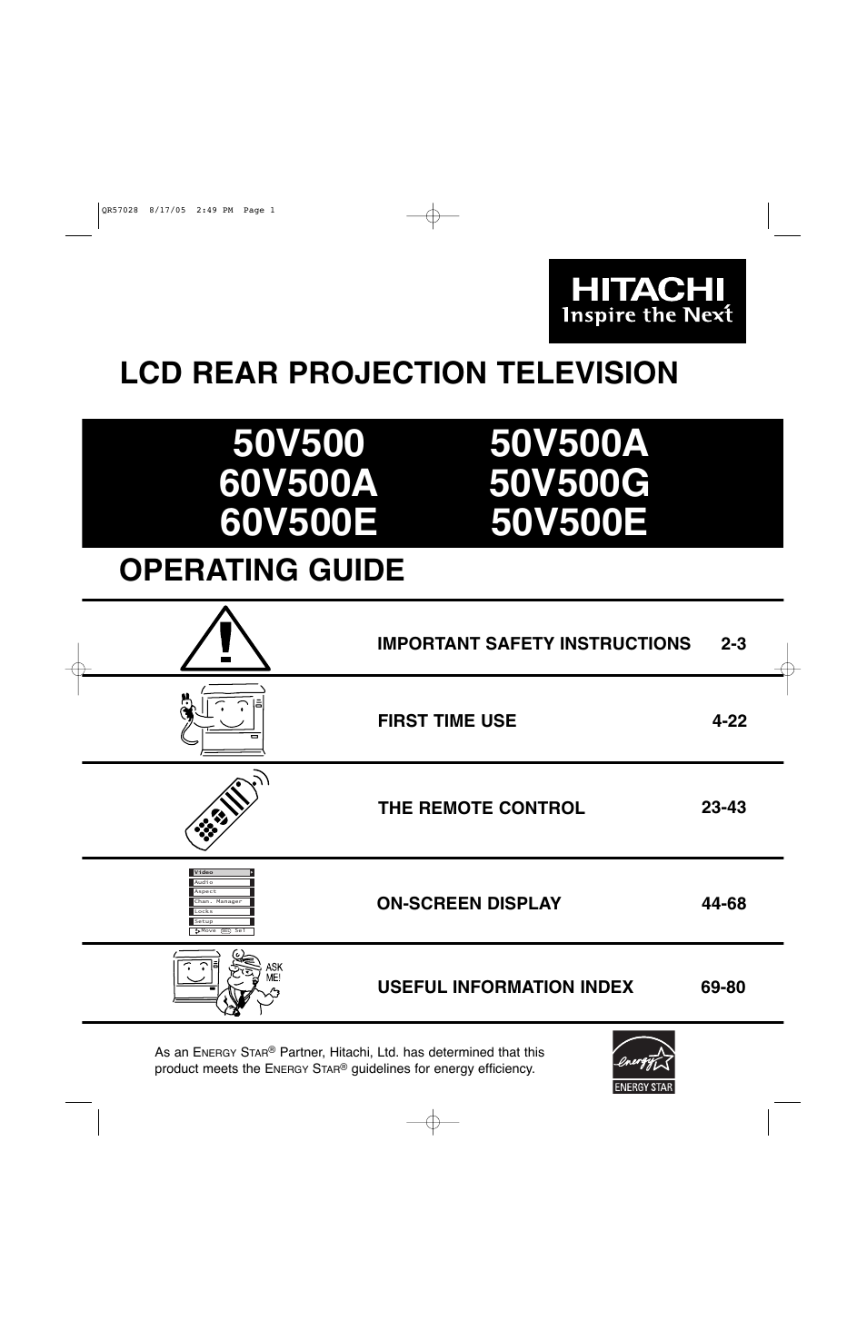 Hitachi 50V500G User Manual | 84 pages