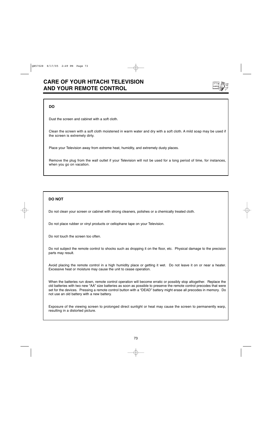 Hitachi 50V500G User Manual | Page 73 / 84