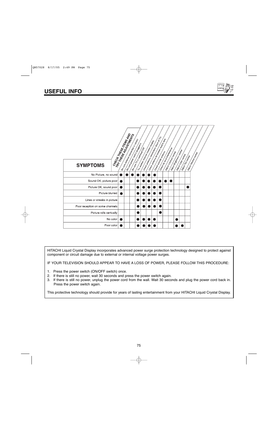 Useful info | Hitachi 50V500G User Manual | Page 75 / 84