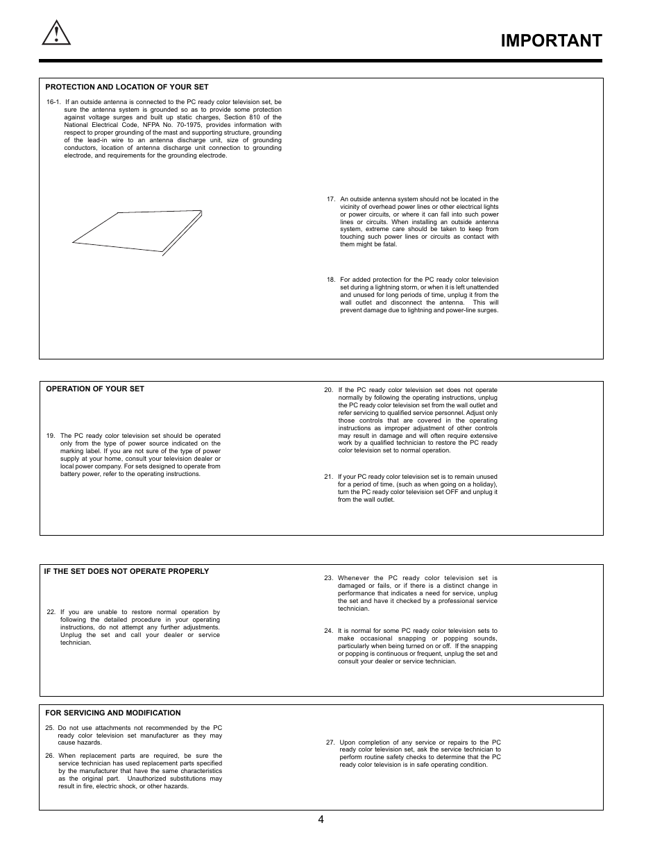 Important | Hitachi 36SDX01SR User Manual | Page 4 / 80