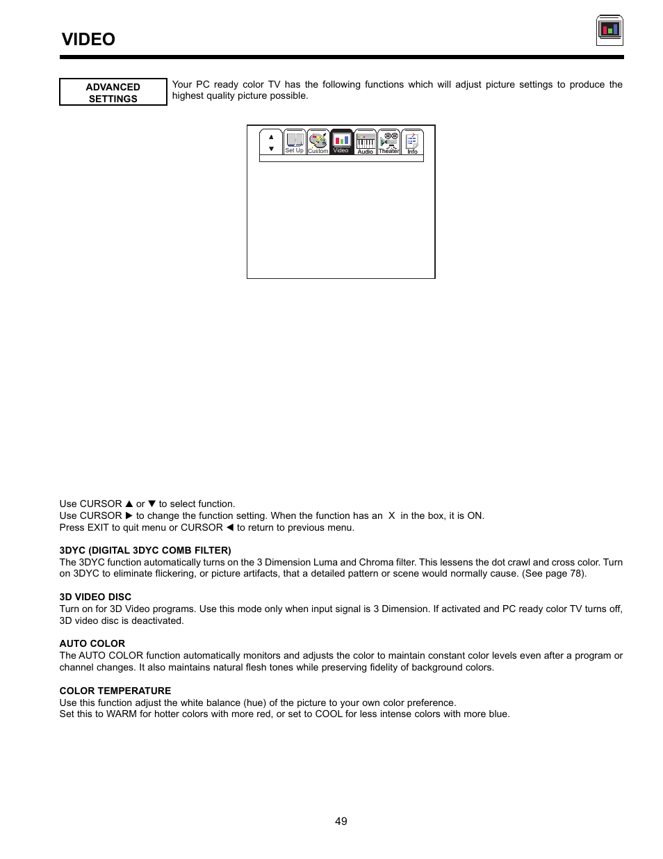 Video | Hitachi 36SDX01SR User Manual | Page 49 / 80