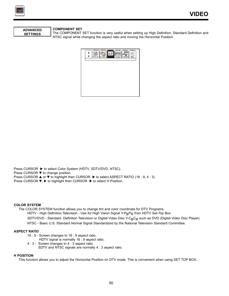 Video | Hitachi 36SDX01SR User Manual | Page 50 / 80