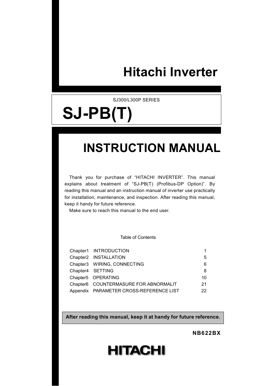 Hitachi SJ-PB(T) User Manual | 35 pages