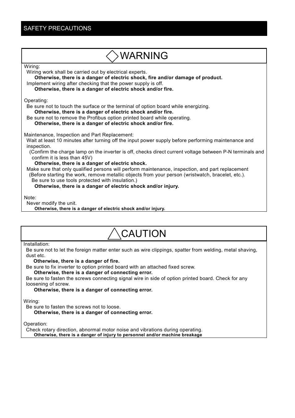 Warning, Caution | Hitachi SJ-PB(T) User Manual | Page 4 / 35