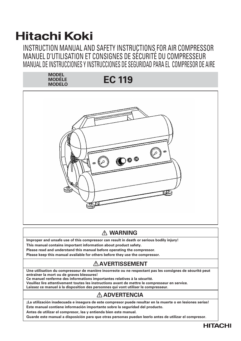 Hitachi EC119 OM User Manual | 40 pages