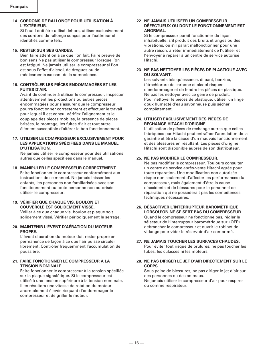 Hitachi EC119 OM User Manual | Page 16 / 40
