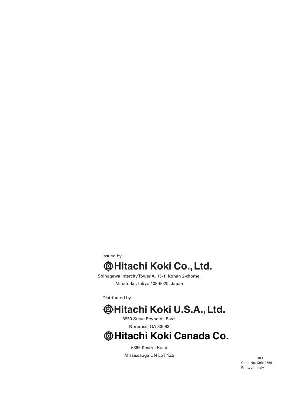 Hitachi EC119 OM User Manual | Page 40 / 40