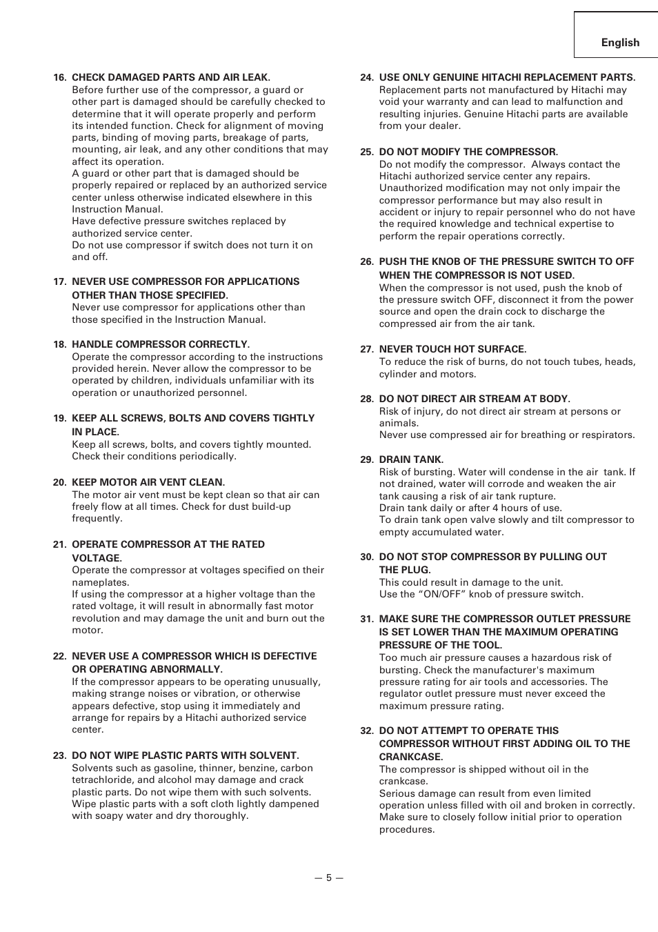 Hitachi EC119 OM User Manual | Page 5 / 40