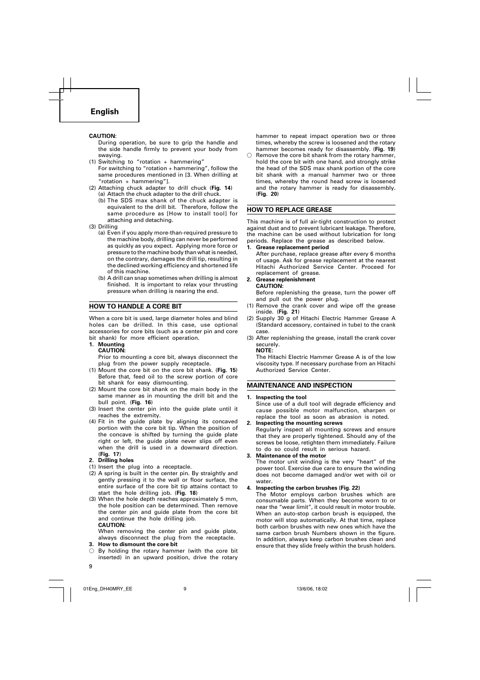 English | Hitachi DH 40MRY User Manual | Page 10 / 62