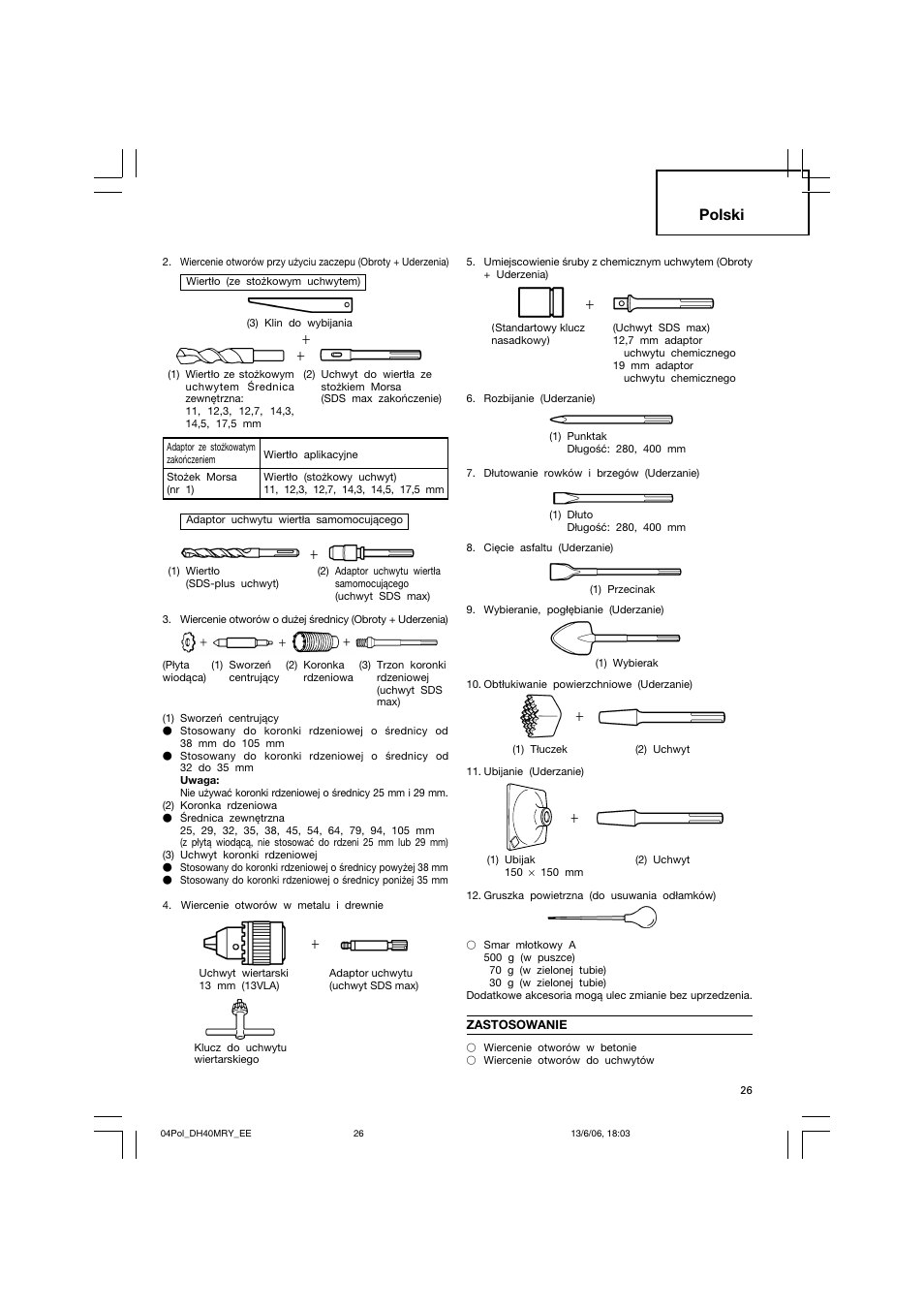 Polski | Hitachi DH 40MRY User Manual | Page 27 / 62