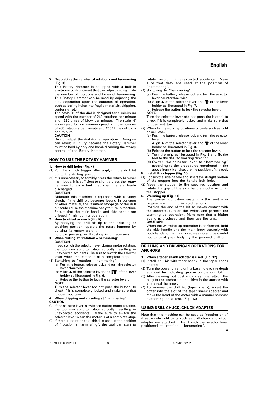 English | Hitachi DH 40MRY User Manual | Page 9 / 62
