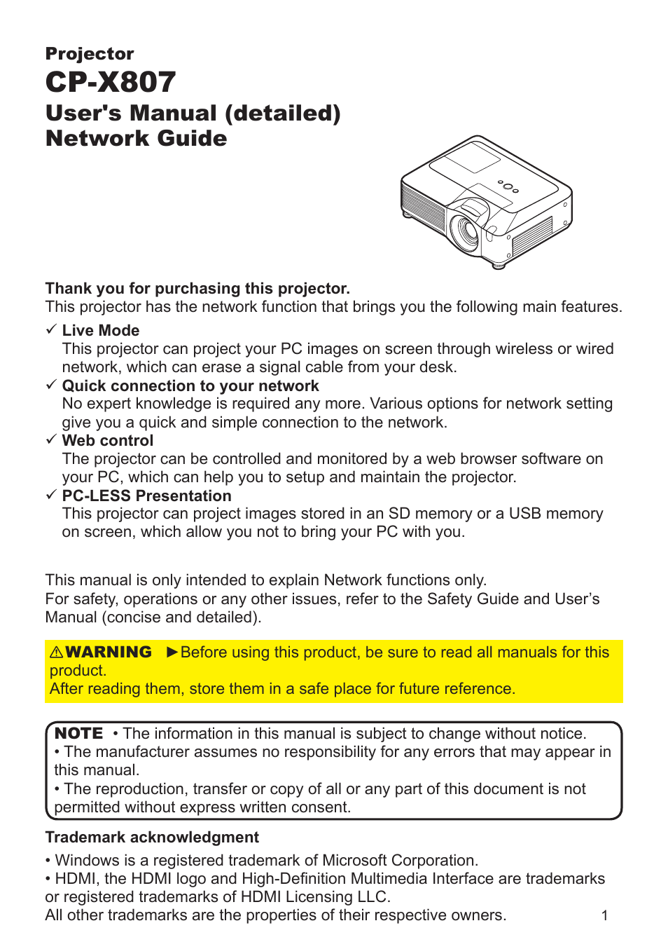 Hitachi CP-X308 User Manual | 119 pages