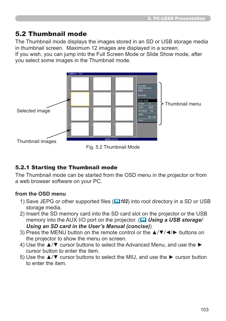 5 .2 thumbnail mode | Hitachi CP-X308 User Manual | Page 103 / 119