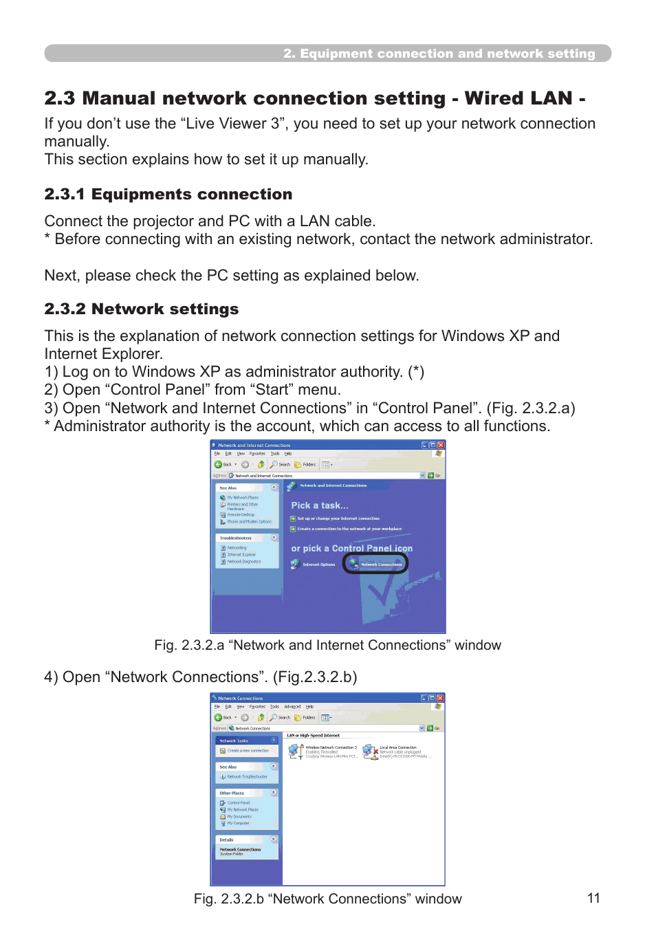 2 .3 manual network connection setting - wired lan | Hitachi CP-X308 User Manual | Page 11 / 119