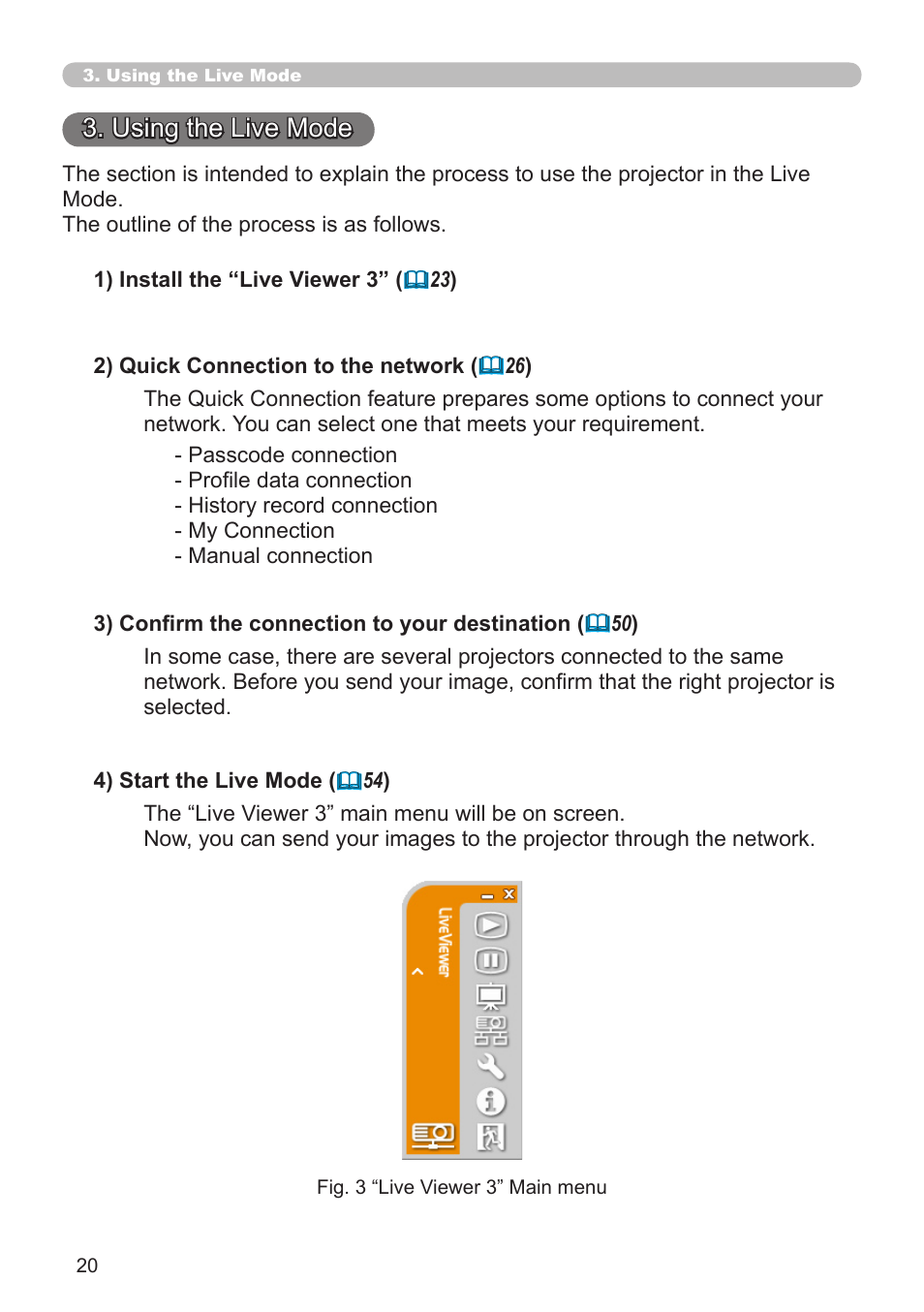 Using the live mode | Hitachi CP-X308 User Manual | Page 20 / 119