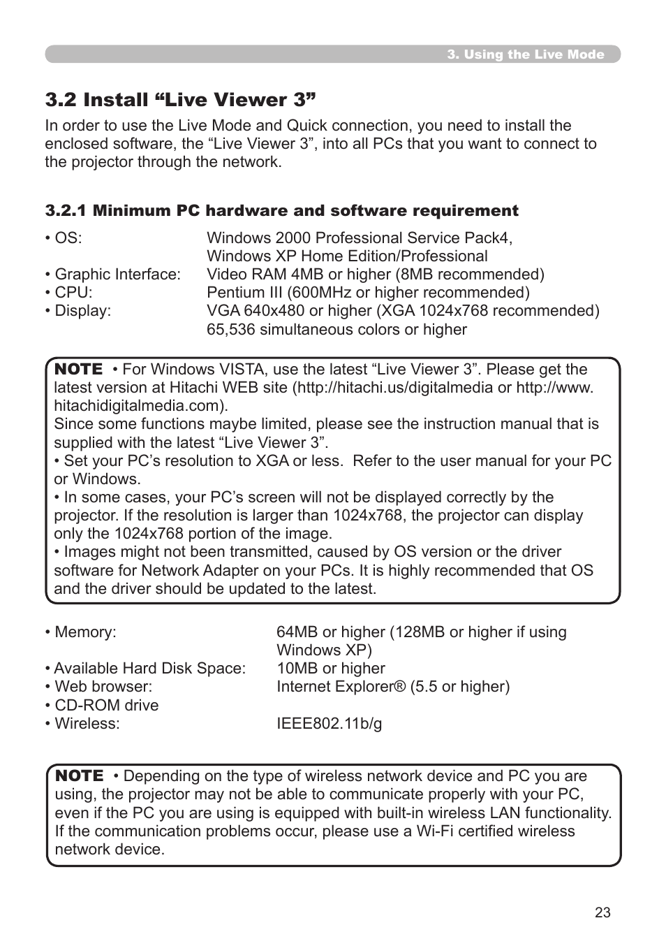 3 .2 install “live viewer 3 | Hitachi CP-X308 User Manual | Page 23 / 119