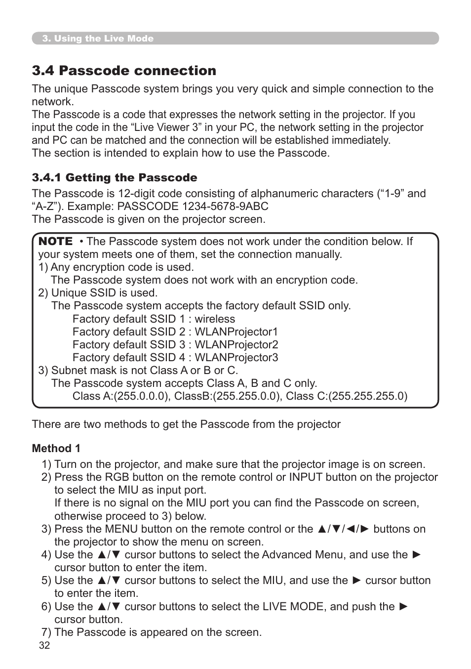 3 .4 passcode connection | Hitachi CP-X308 User Manual | Page 32 / 119