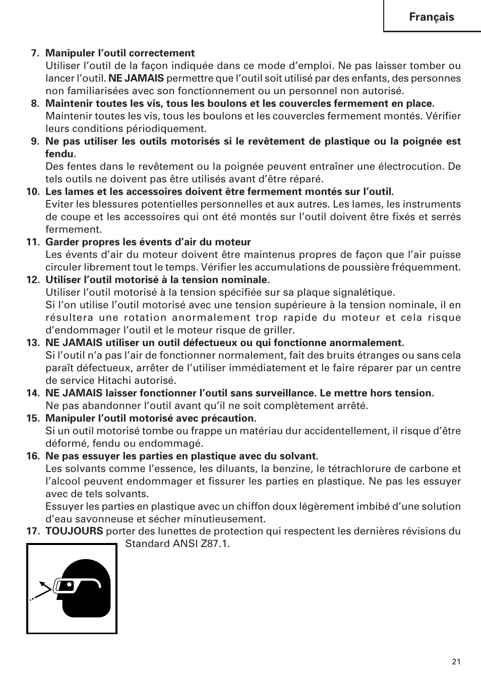 Hitachi SP18VA User Manual | Page 21 / 48