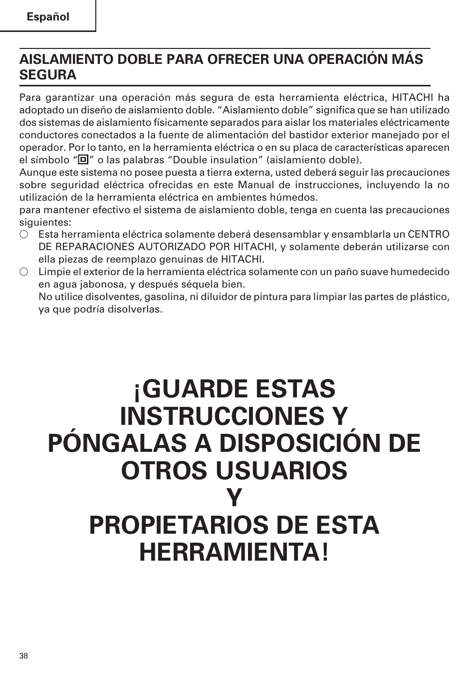 Hitachi SP18VA User Manual | Page 38 / 48